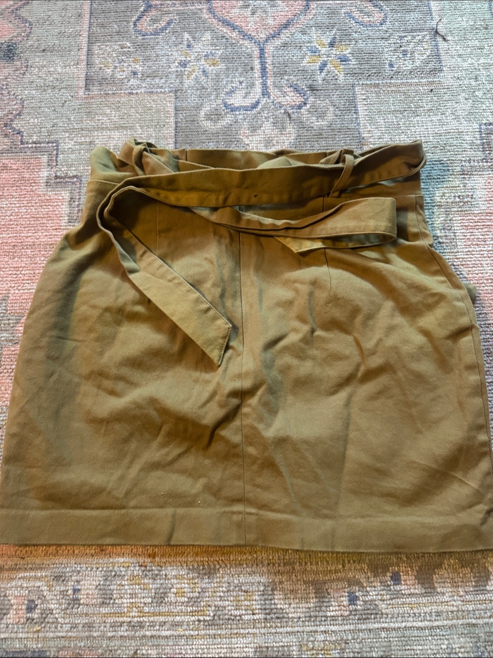 Zara Olive Tie-Waist Mini Skirt